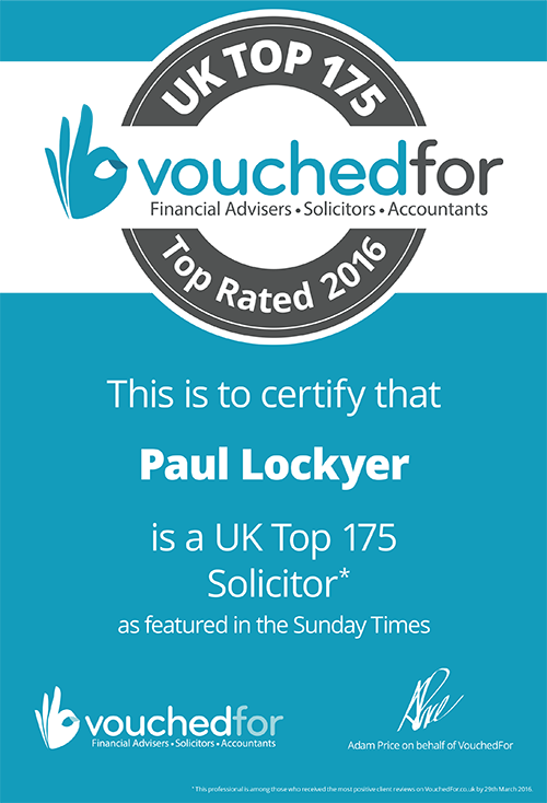 Paul Lockyer is a UK Top 175 Solicitor as featured in the Sunday Times